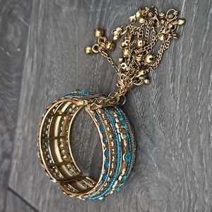 Blue decorative bracelet statement cuff